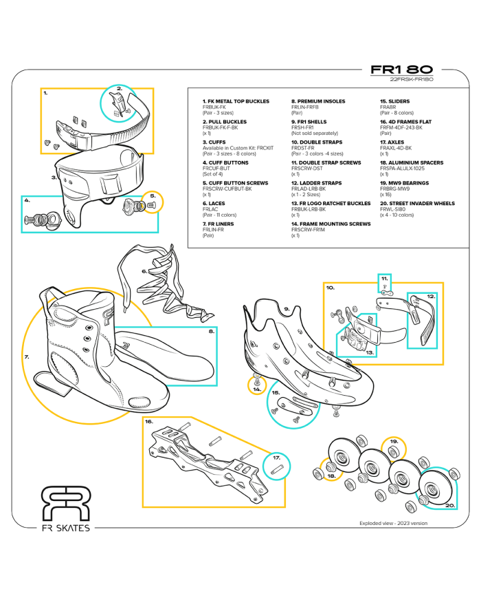 FR SKATES - FR1 80 WHITE