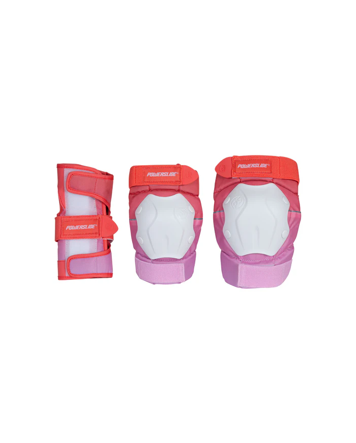 POWERSLIDE Standard Tri-Pack Red/Pink, protective gear set for skaters, includes knee pads, elbow pads, and wrist guards.