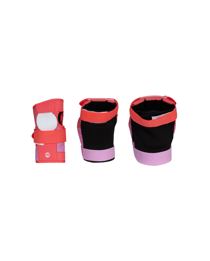 POWERSLIDE Standard Tri-Pack Red/Pink, protective gear set for skaters, includes knee pads, elbow pads, and wrist guards.